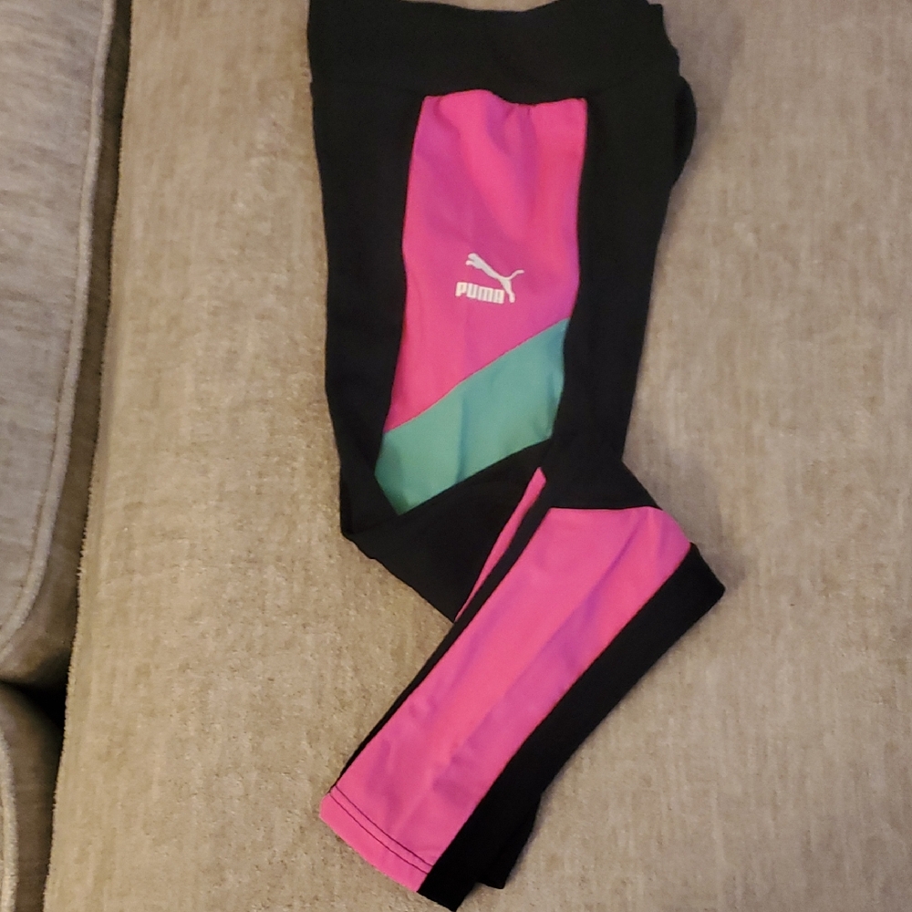 Puma Kids' Pink and Green Leggings